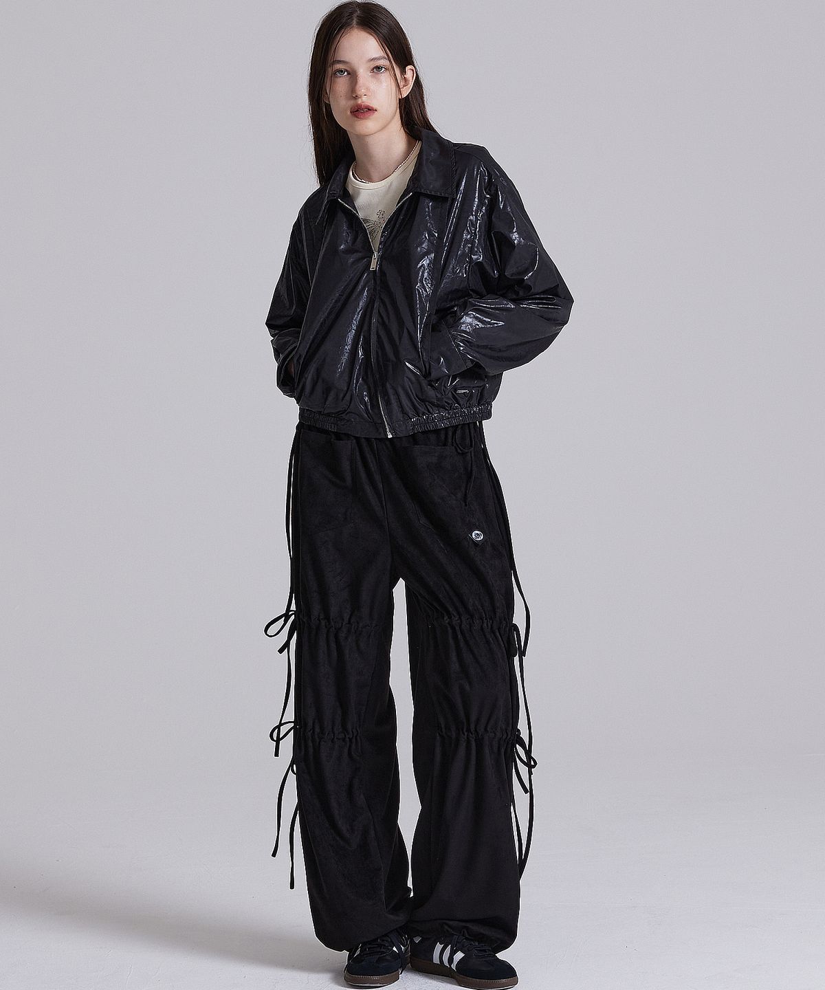 플라즈마스페어(PLASMA SPHERE) SUEDE PANTS IN BLACK (스웨이드 리본 바지)
