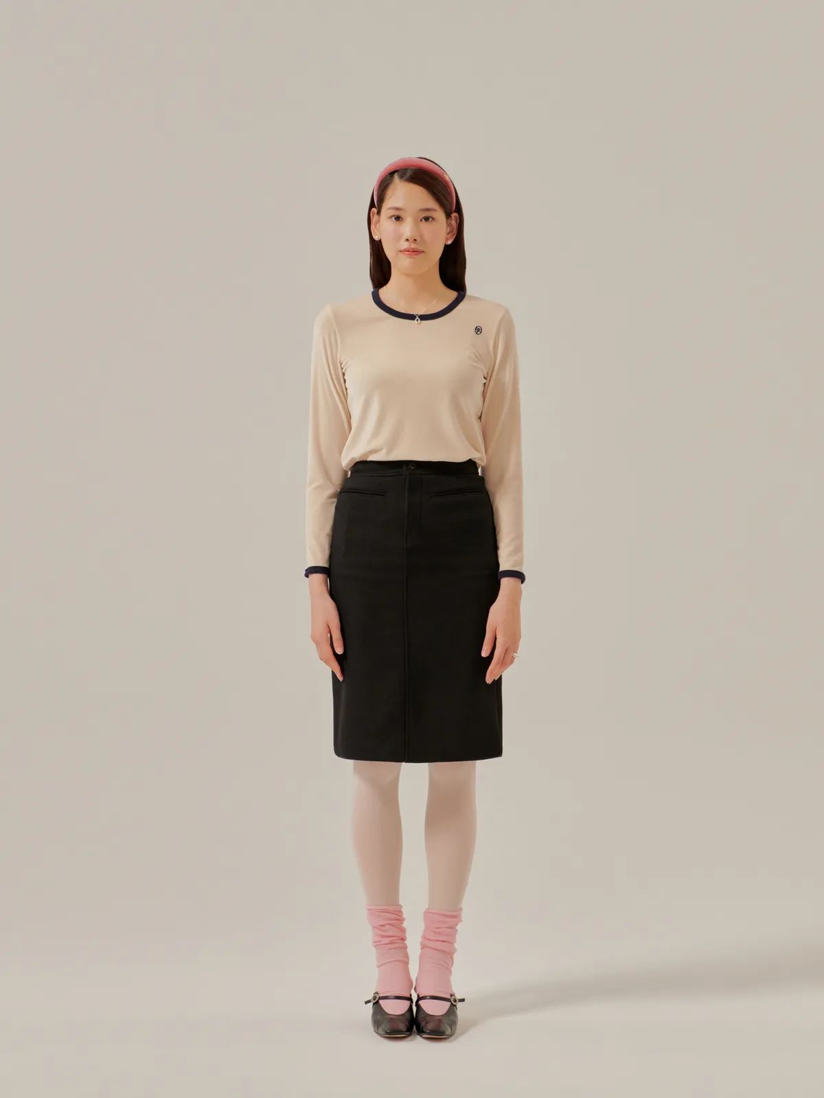 마리떼 프랑소와 저버(MARITHÉ + FRANҪOIS GIRBAUD) W VELOUR RINGER LONG SLEEVE  ivory