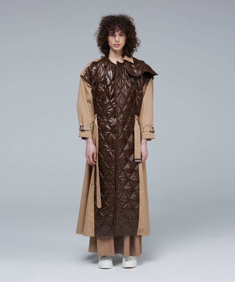 Quilting mix trench coat