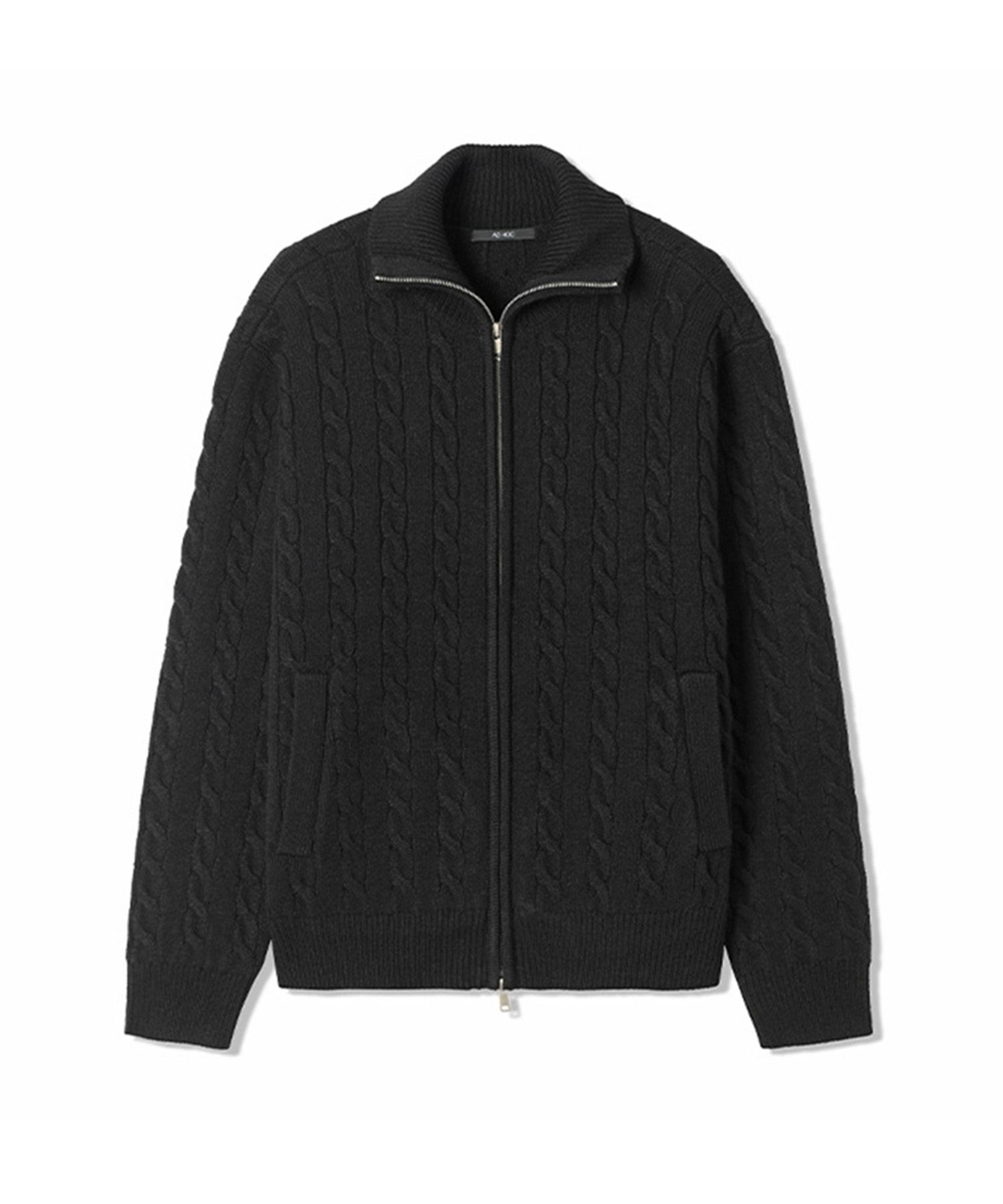 【MODERNIF】High Neck Washable Dangara Zip-Up Knit MUSINSA | AD HOC Men's High Neck Zip-Up Cable Knit (BLACK