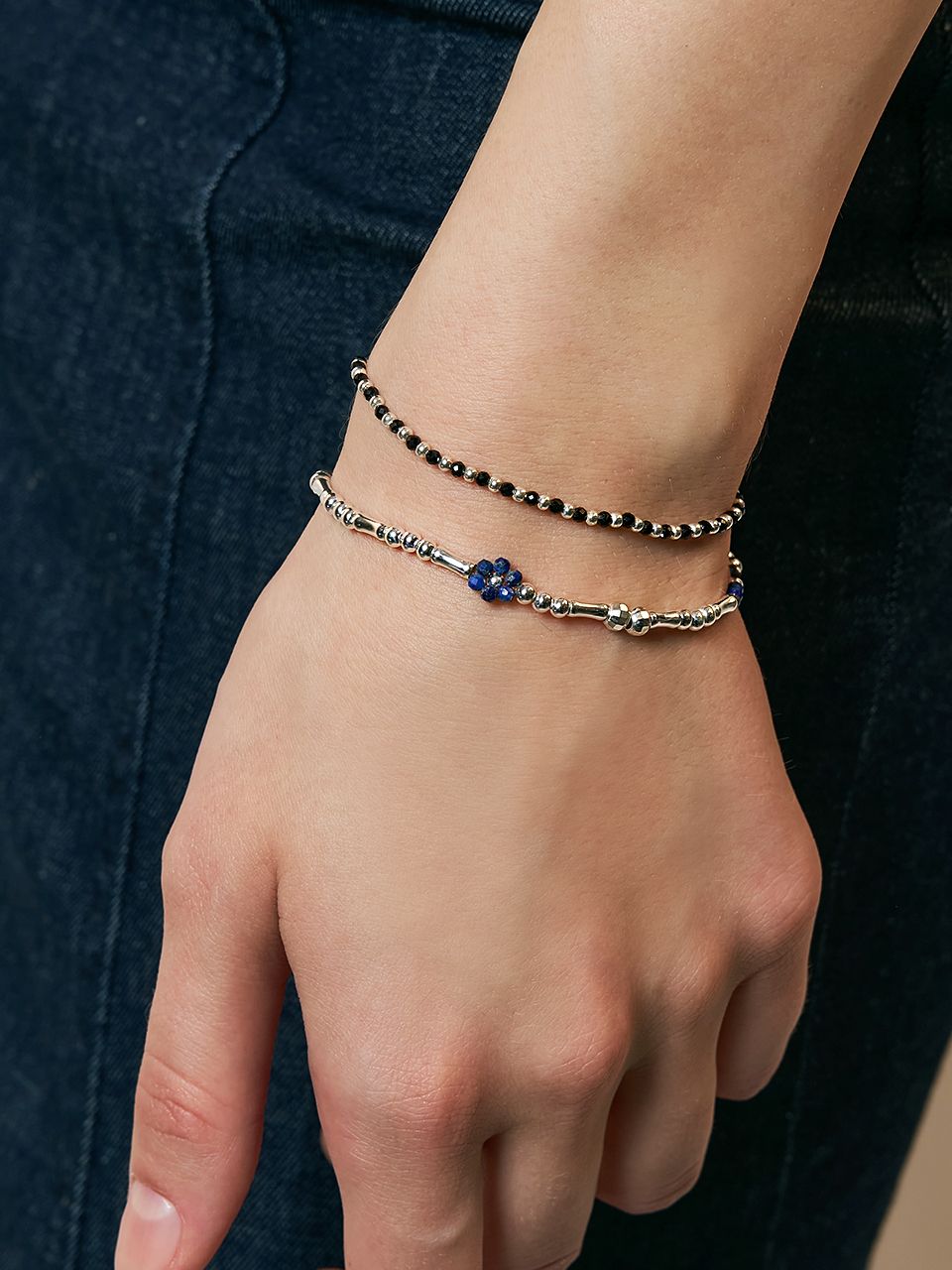 韓国発【Hei】(Silver925) crystal flowers bracelet☆追跡送 Hei】crystal flowers bracelet (Silver925)〜ブレスレット (Hei
