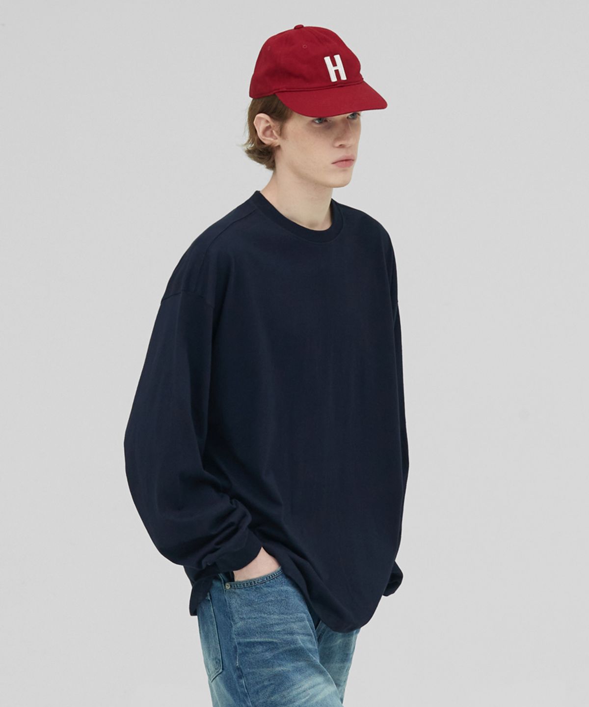 스탠즈(STENDS) [M~4XL] 헤비 롱 슬리브 티셔츠_네이비