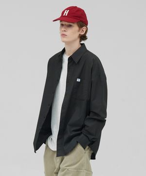 [M~4XL] 플로우 코튼 셔츠_딥 차콜