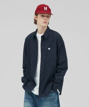 [M~4XL] 플로우 코튼 셔츠_네이비