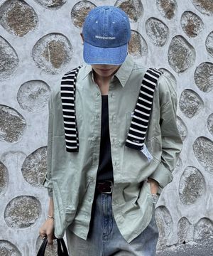 [M~4XL] 플로우 코튼 셔츠_카키