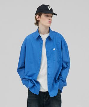 [M~4XL] 플로우 코튼 셔츠_딥 블루