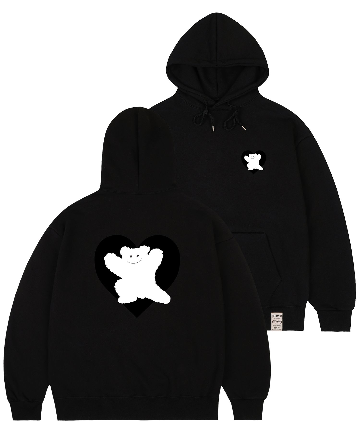 【GRAVER】24FW★ [UNISEX]Bear Heart Back Printing Hoodie UNISEX] Bear Heart Back Print Hoodie Zip-up - GRAVER | 60