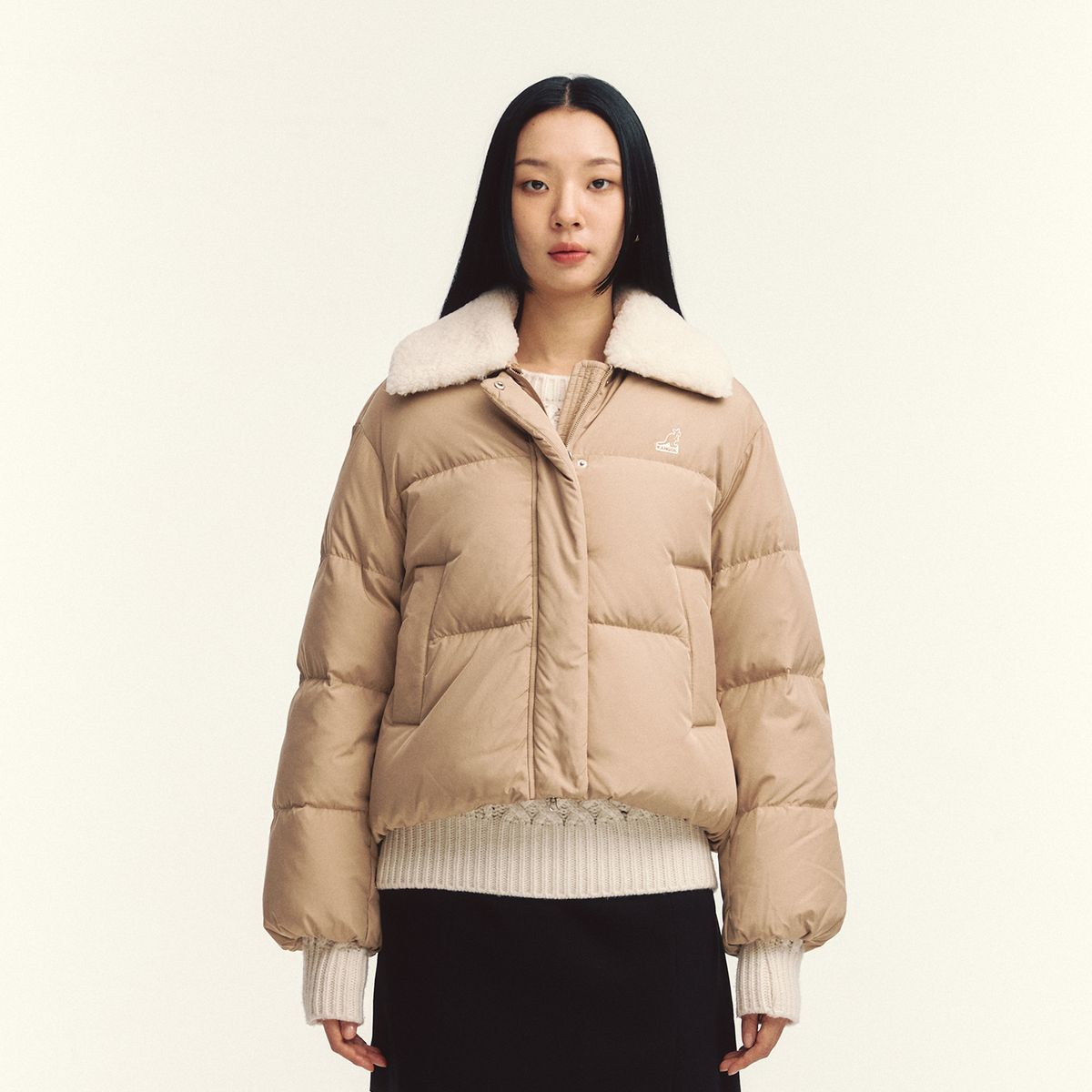 캉골(KANGOL) 우먼스 디테처블 칼라 점퍼 8167 베이지