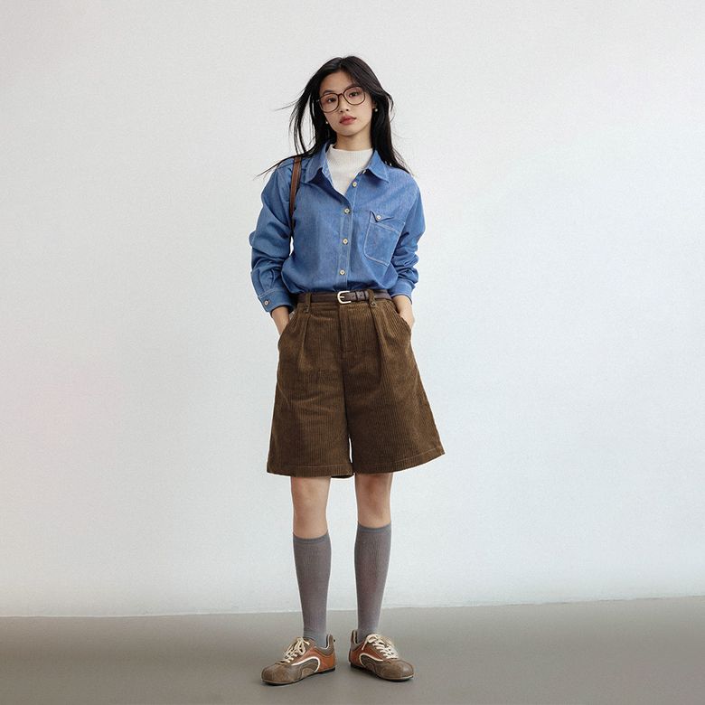 LS_Corduroy casual bermuda pants