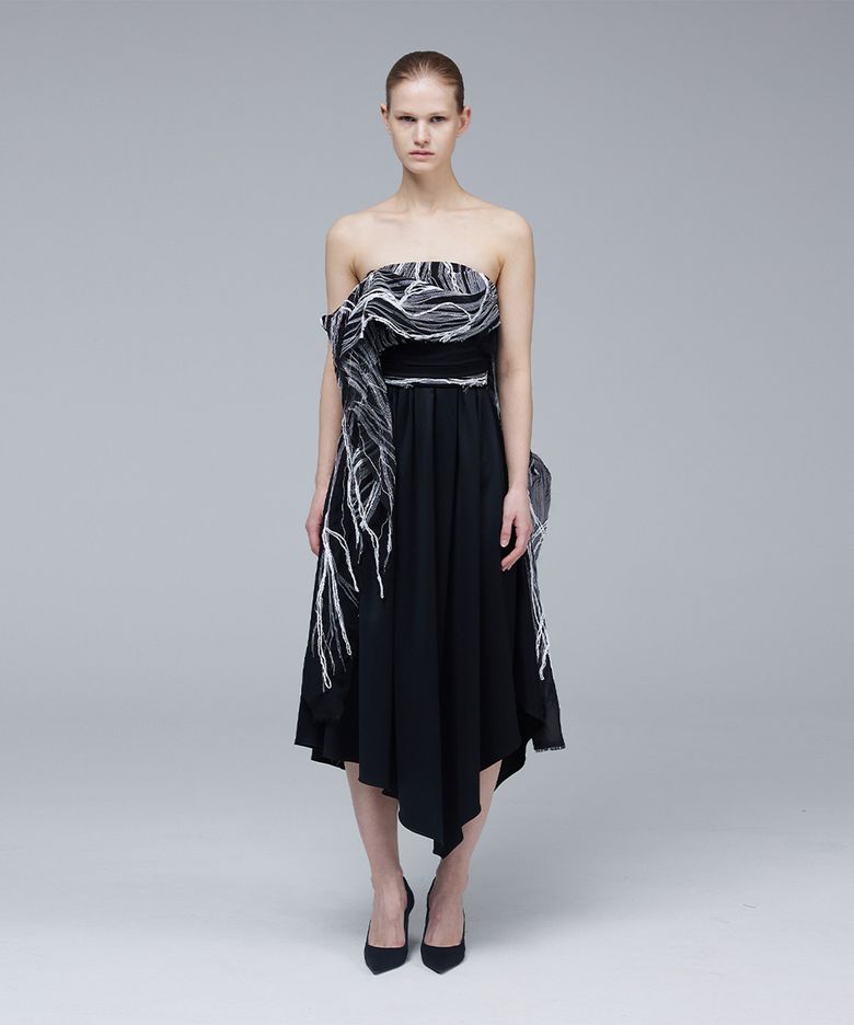 Doodle draping wrinkle top dress