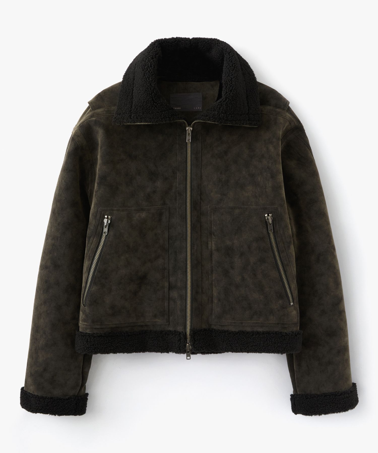 【ETMON】HIGH-NECK SUEDE MUSTANG COAT MUSINSA | ETMON High-Neck Suede Mustang Coat, Black