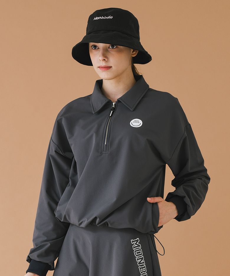 방풍 나일론 긴팔 아노락 D.GREY