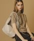 Leather 2way shirring hobo bag _ Beige gray
