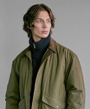 코듀로이 카라 헤리티지 바버 자켓_카키