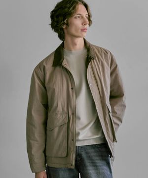 코듀로이 카라 헤리티지 바버 자켓_베이지