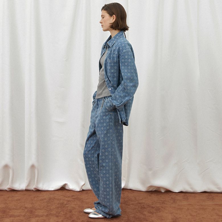 LEAF PATTERN SET-UP DENIM PANTS(PT-5597)