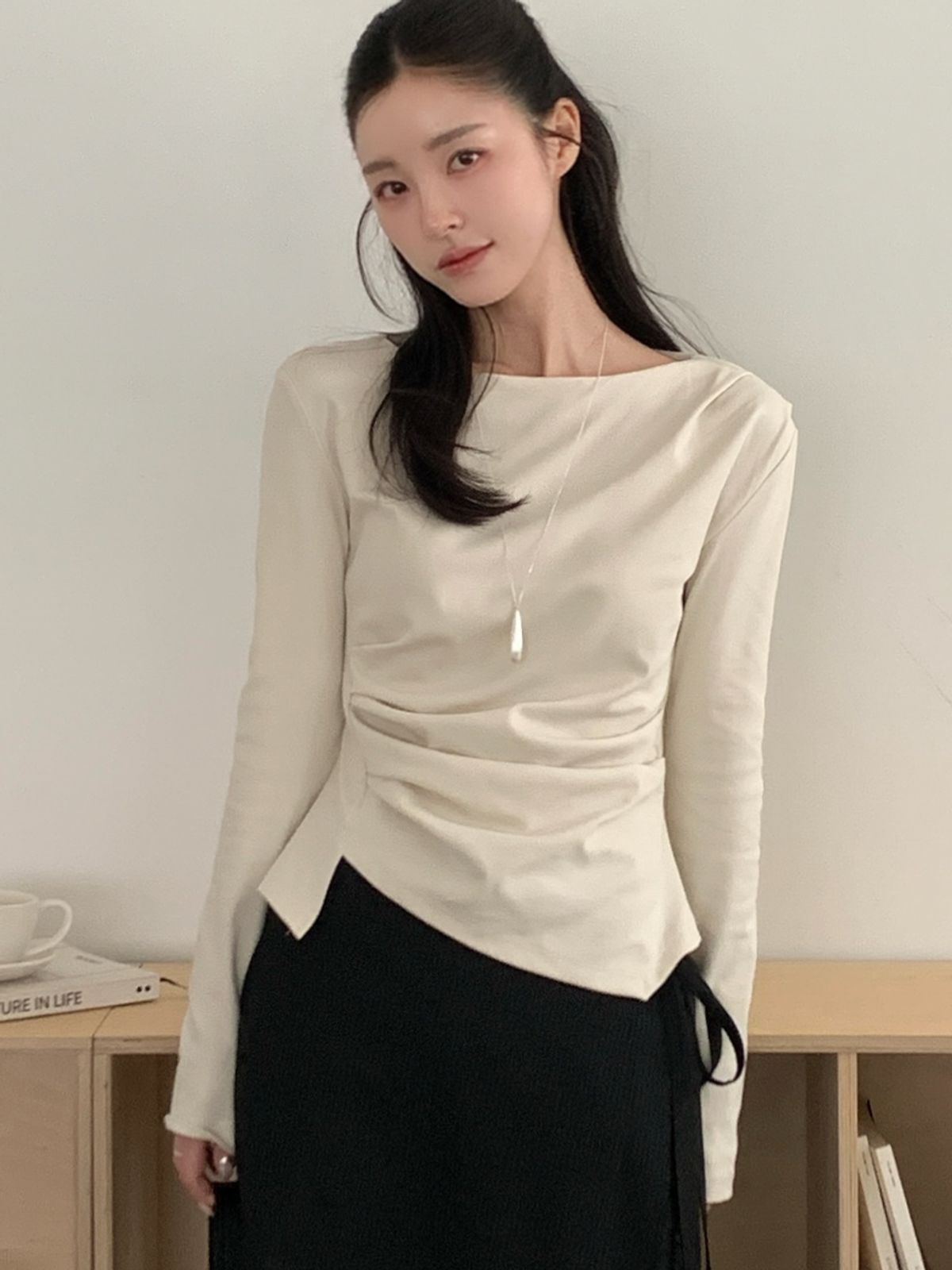 아틀리에 나인(ATELIER NAIN) LOND2 WAIST TUCK BLOUSE (Z-BL-4287)