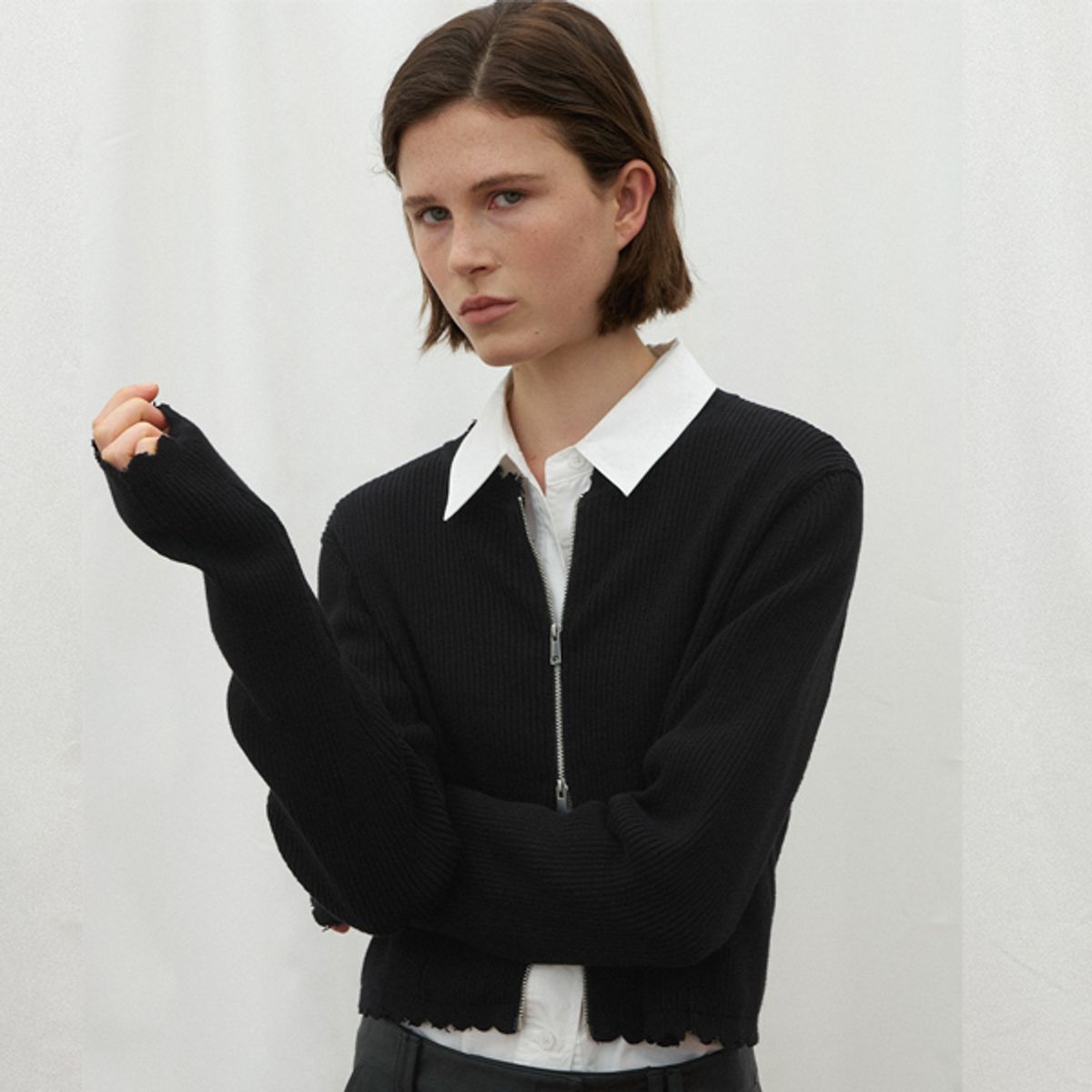 아틀리에 나인(ATELIER NAIN) DESTROY ZIP-UP KNIT CARDIGAN(CD-2144)