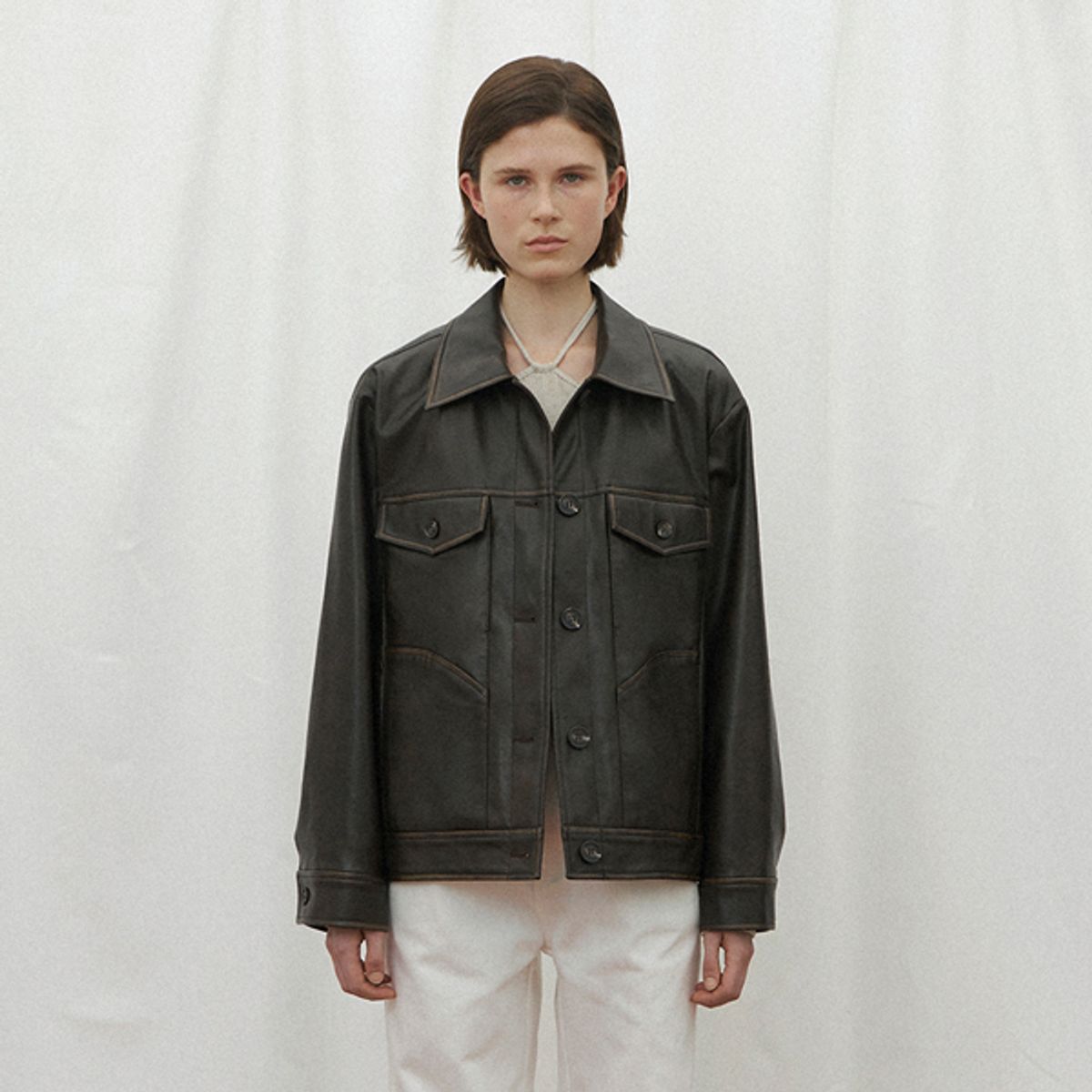 아틀리에 나인(ATELIER NAIN) SHADE FAUX LEATHER JACKET(JK-2974)