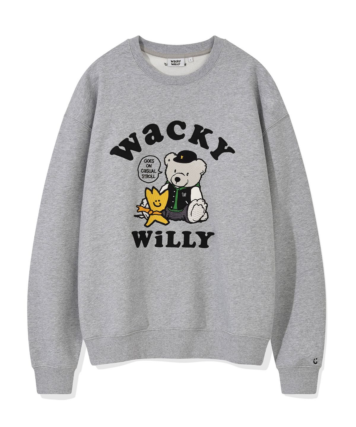 와키윌리(WACKY WILLY) 원포인트 그래픽 맨투맨 그레이