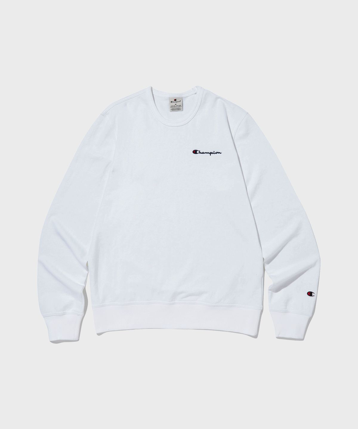 챔피온(CHAMPION) 스몰 스크립트 로고 크루넥 스웨트셔츠 White