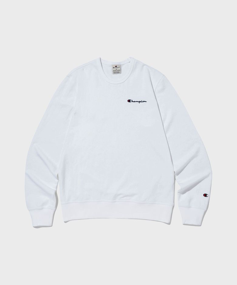 스몰 스크립트 로고 크루넥 스웨트셔츠 White