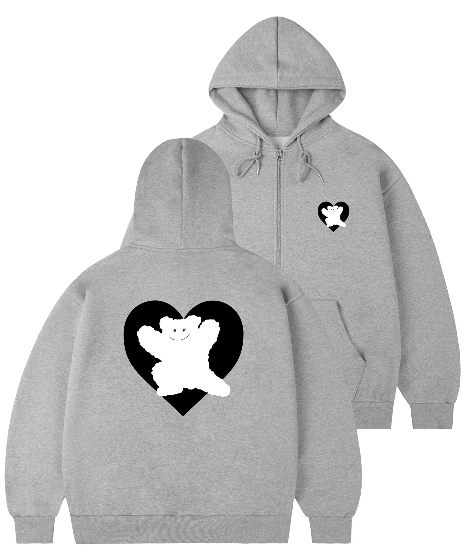 【GRAVER】24FW★ [UNISEX]Bear Heart Back Printing Sweatshirt MUSINSA | GRAVER [UNISEX] Bear Heart Back Print Hoodie_Gray