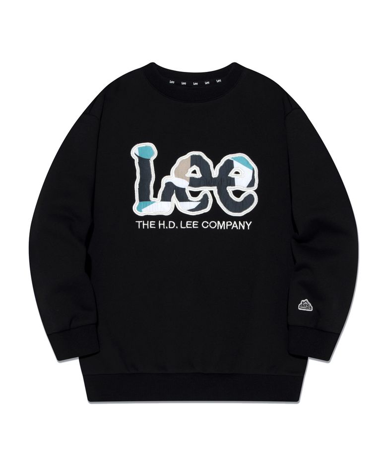 카모 트위치 오버핏 기모 스웨트셔츠 블랙 LK2404CR40BK