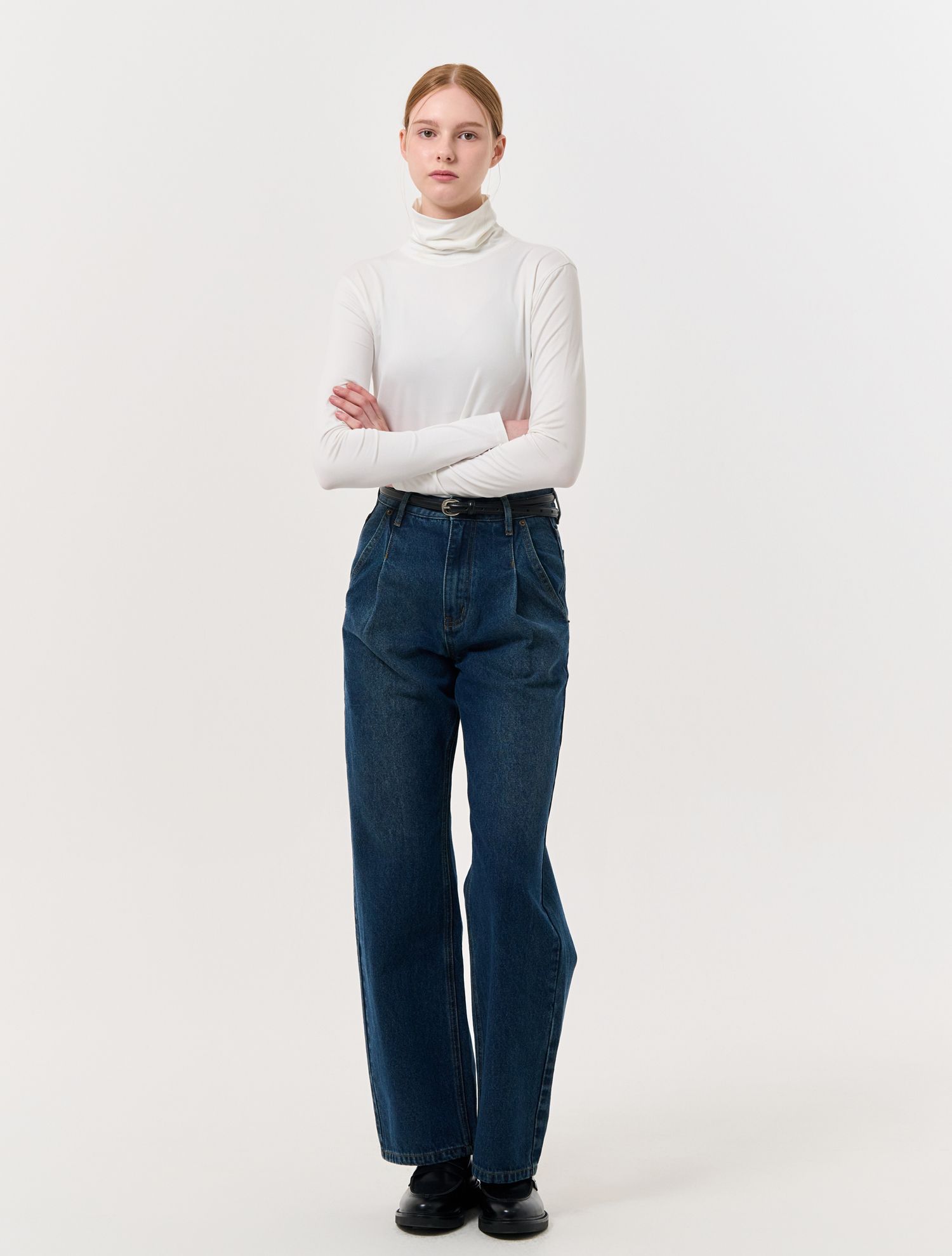 MUSINSA | GENERAL IDEA Daily One-Tuck Wide Denim Pants [BLUE