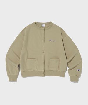 여성 CVC 프렌치테리 라운드넥 스웨트 가디건 Normal Beige