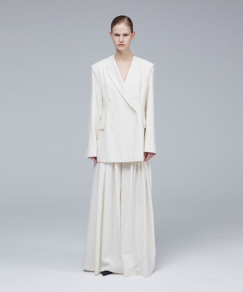 Signature unbalance band pin tuck slacks