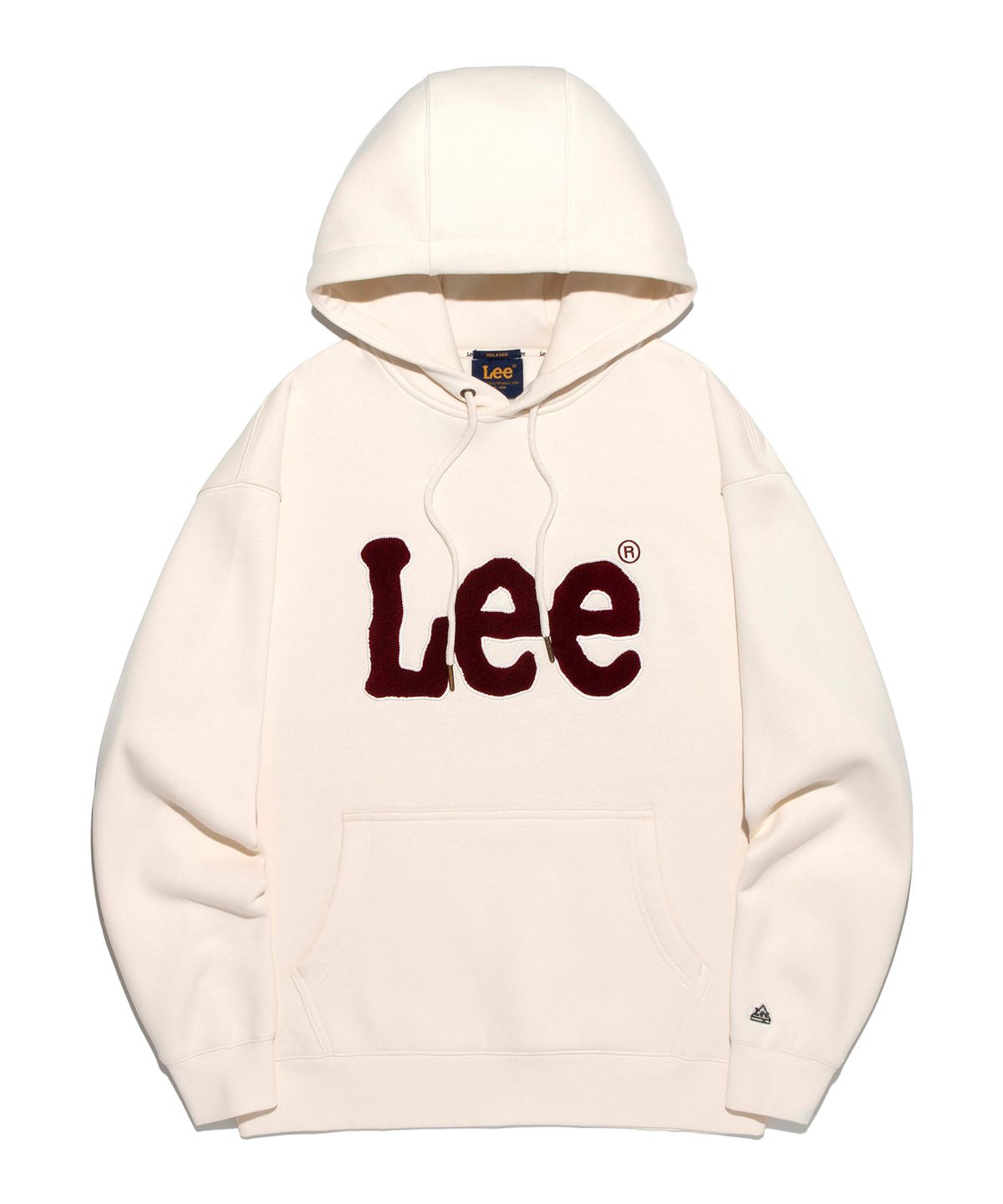 리(LEE) 부클 트위치 로고 기모 후드 티셔츠 크림