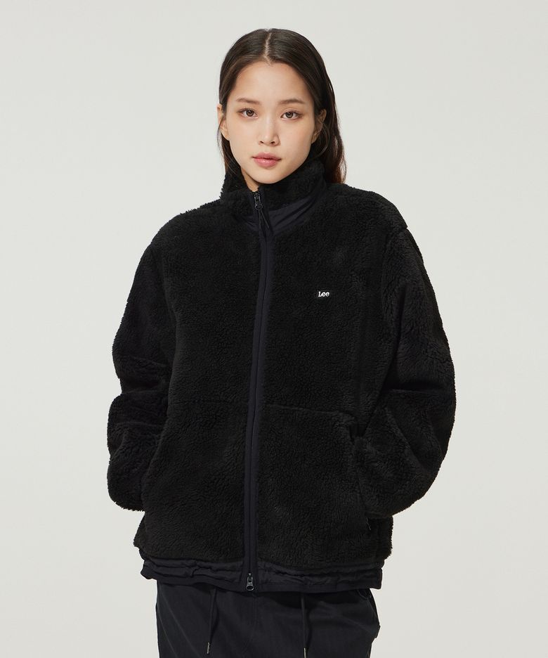 플리스 집업 자켓 블랙