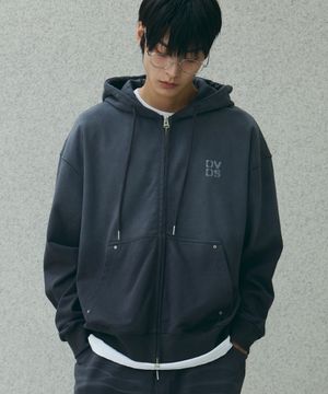 스프레이 워싱 후드집업 [차콜]