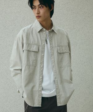 스퀘어 포켓 워싱 셔츠 [라이트그레이]