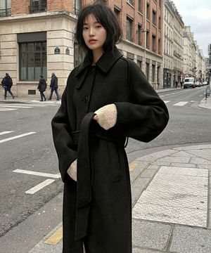 [LINE] 프리미엄 캐시미어 오버핏 싱글 롱 코트 (2c)