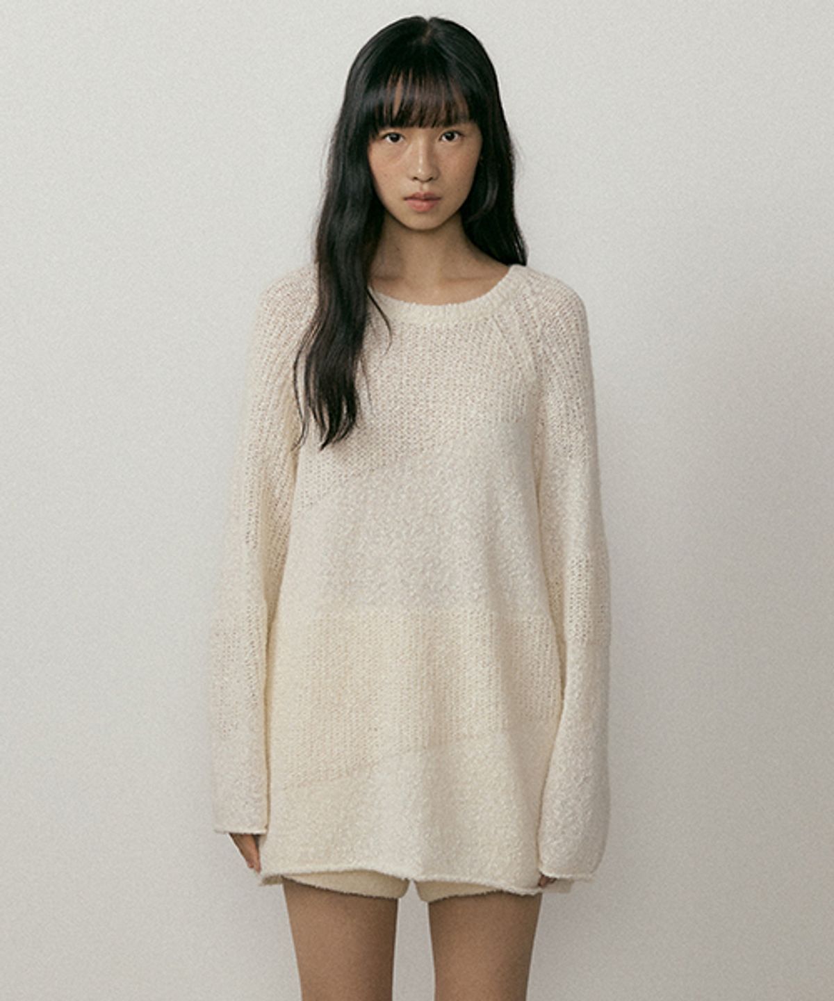 링서울(LINGSEOUL) boucle embossing knit sweater-cream