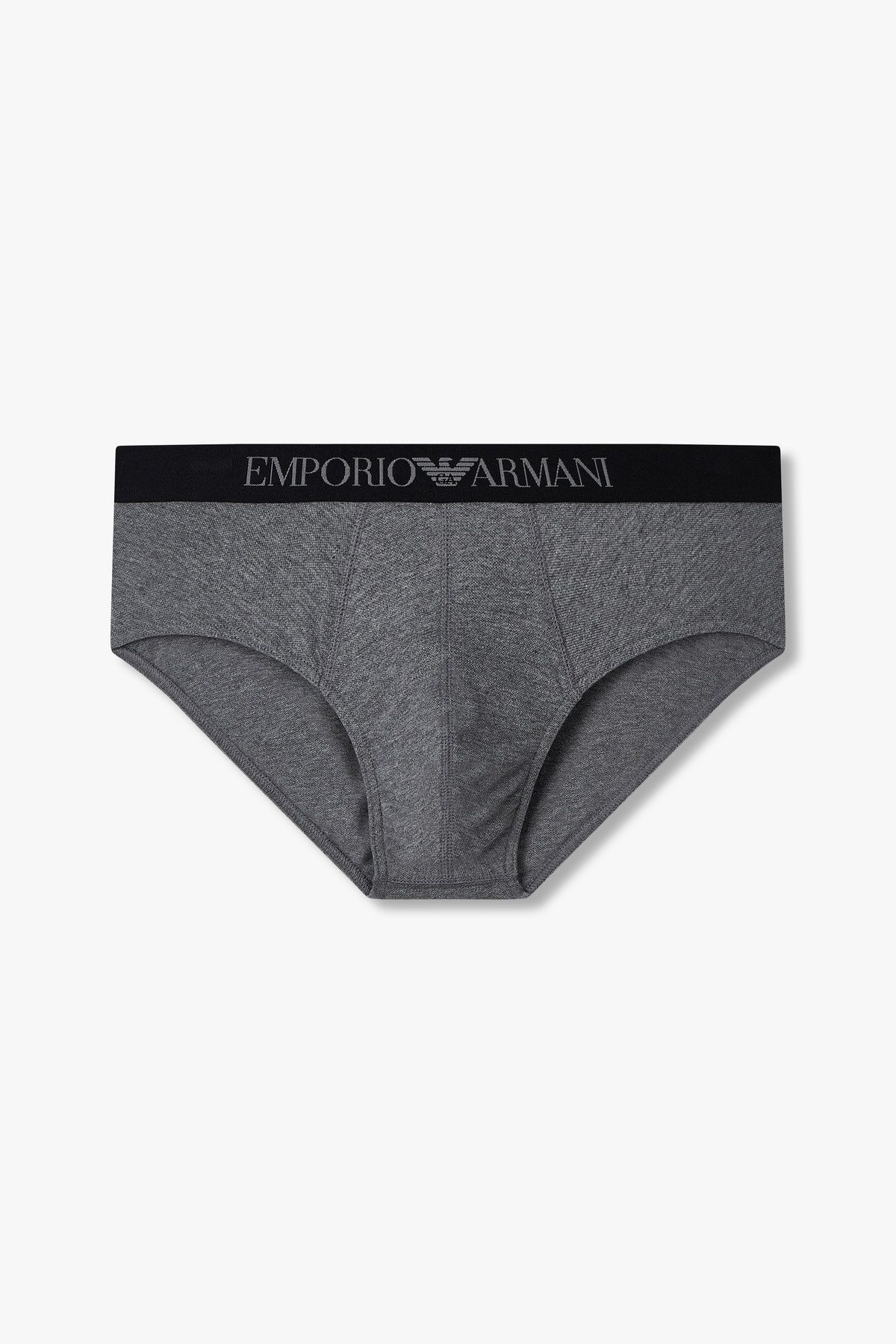 엠포리오 아르마니 언더웨어(EMPORIO ARMANI UNDERWEAR) 남성 로고 밴딩 피케 브리프_멜란지 그레이 0814311036