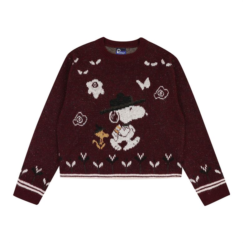 [P X PEANUTS] ADVENTURE SNOOPY PULLOVER KNIT BURGUNDY_FQ3KM85U