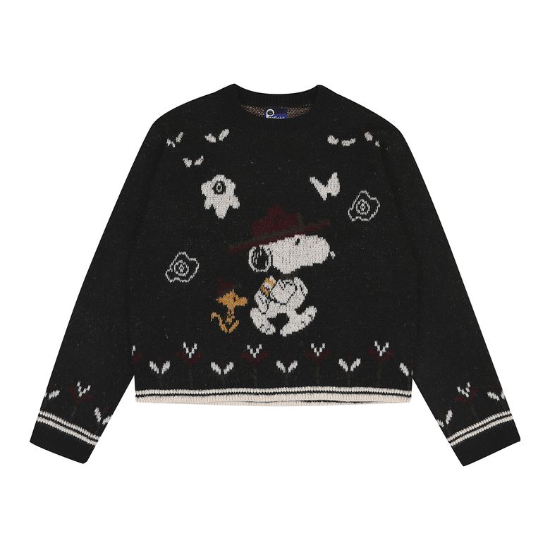 [P X PEANUTS] ADVENTURE SNOOPY PULLOVER KNIT BLACK_FQ3KM84U