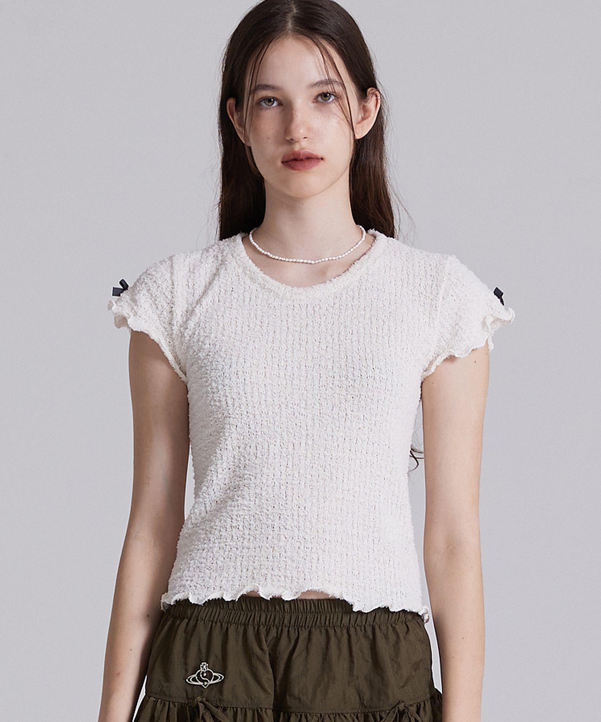플라즈마스페어(PLASMA SPHERE) BONNY T-SHIRT IN IVORY (니트 티셔츠)