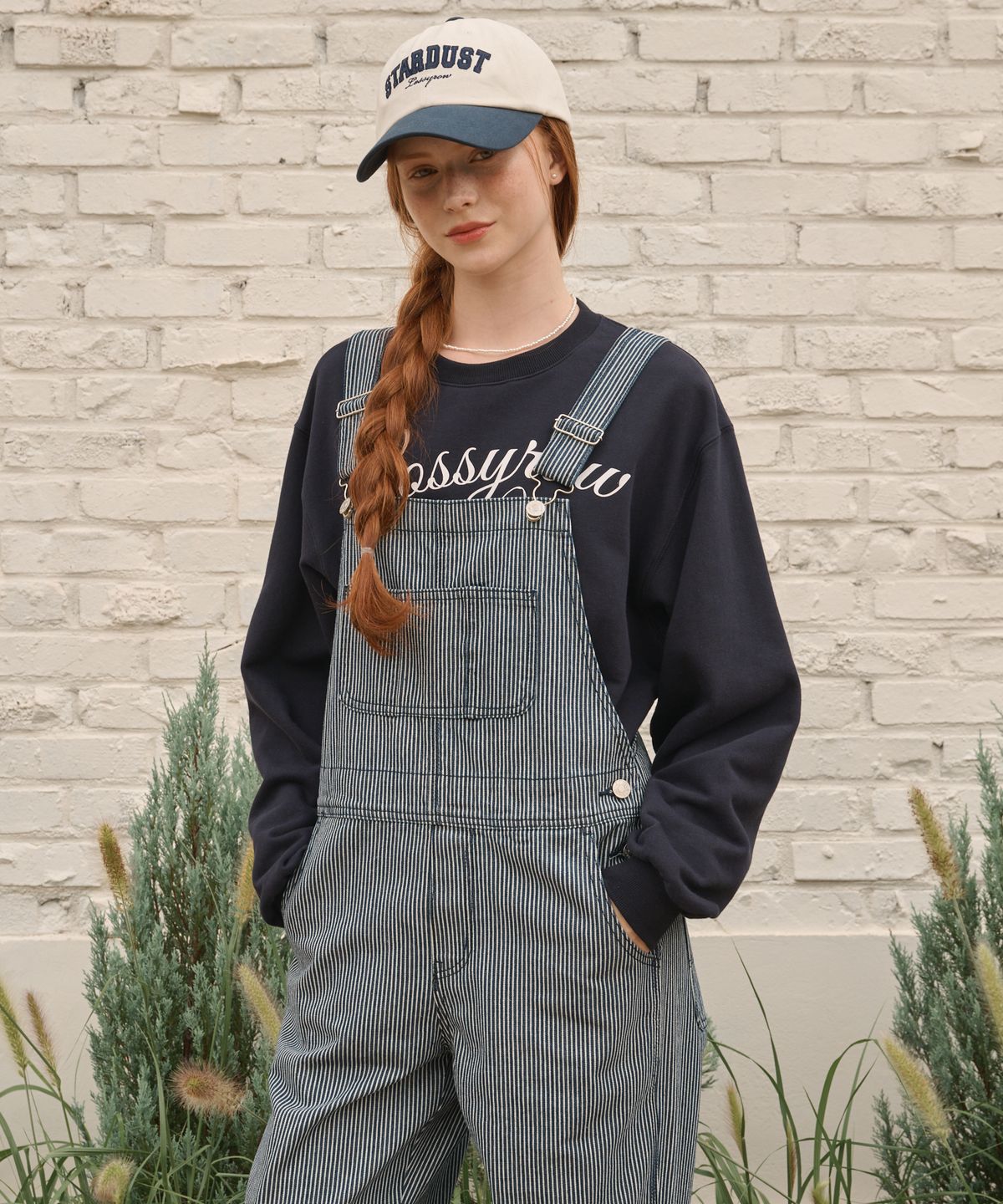 로시로우(LOSSYROW) Stripe denim overalls Blue