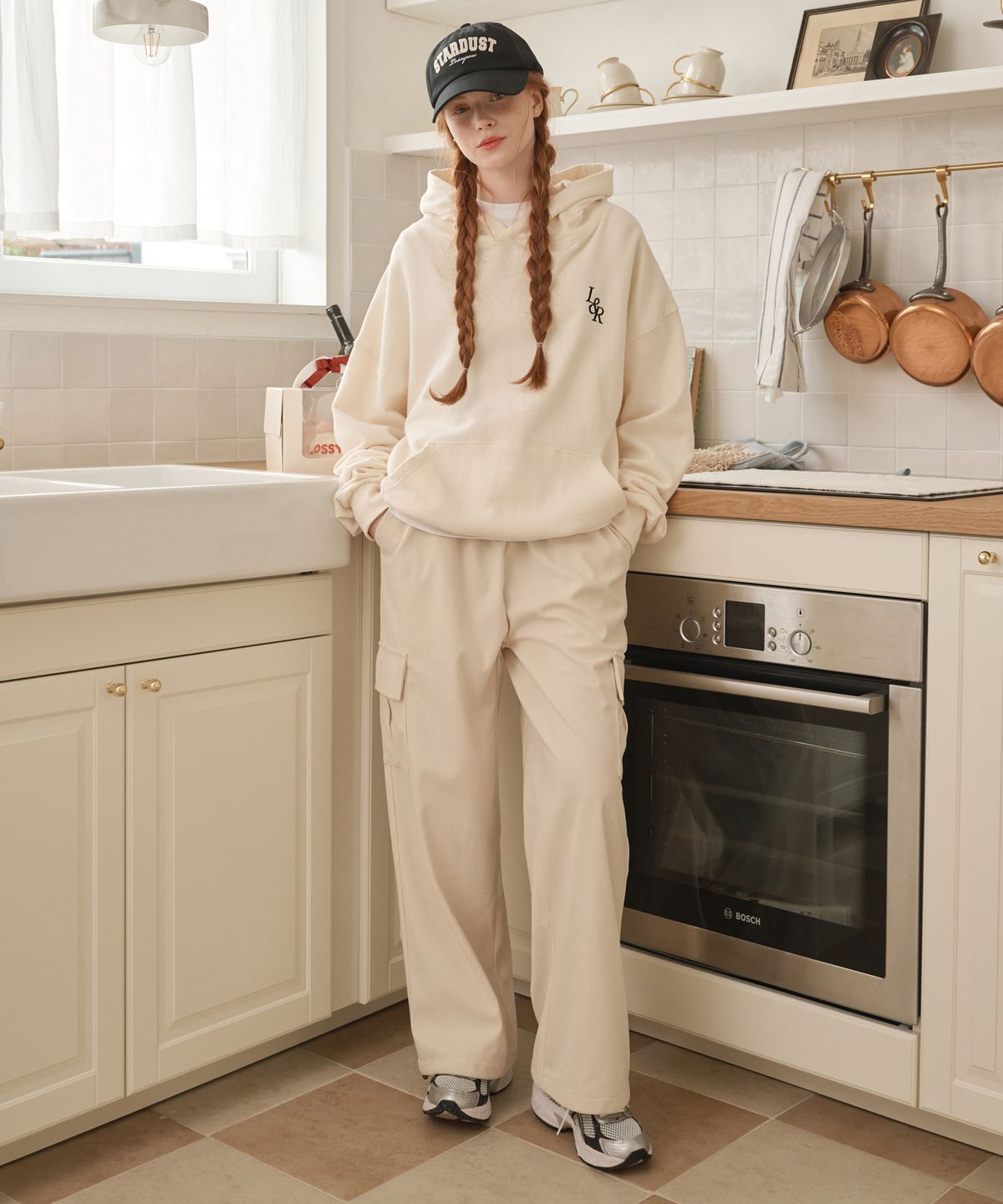 로시로우(LOSSYROW) Corduroy banding cargo pants Cream
