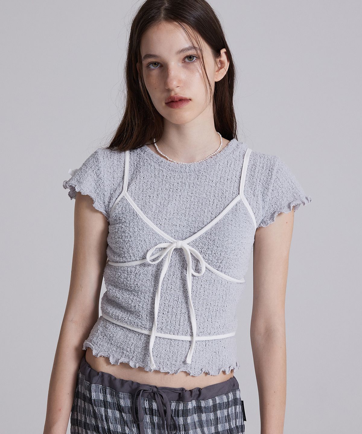 플라즈마스페어(PLASMA SPHERE) COMELY SLEEVELESS IN GREY (니트 나시)