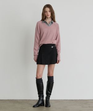 플리츠 랩 스커트 BK