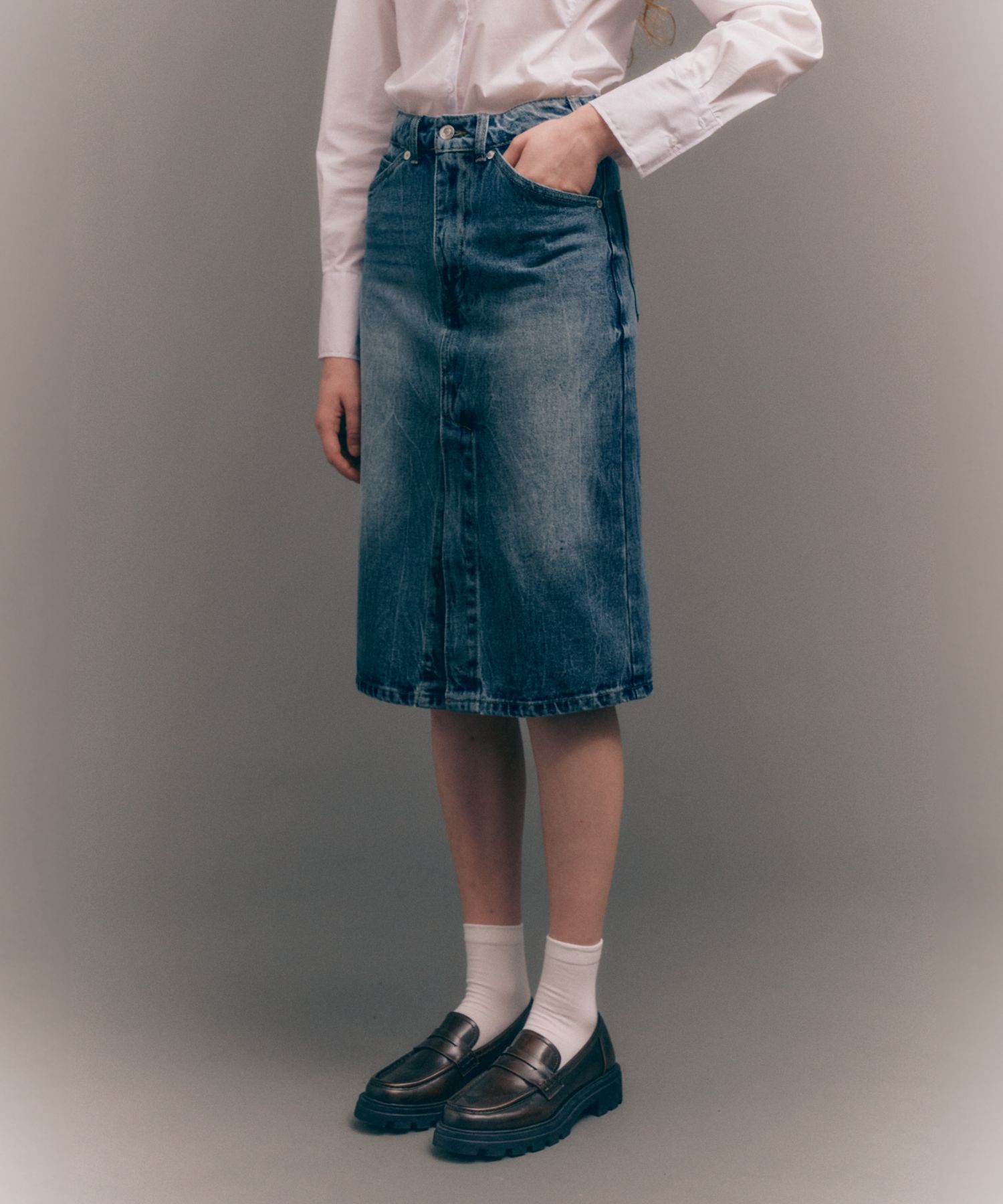 ★2023SS新作★SATUR★Marradi Denim Midi Skirt MUSINSA | SATUR (W) Maradi Denim Midi Skirt Indigo Blue