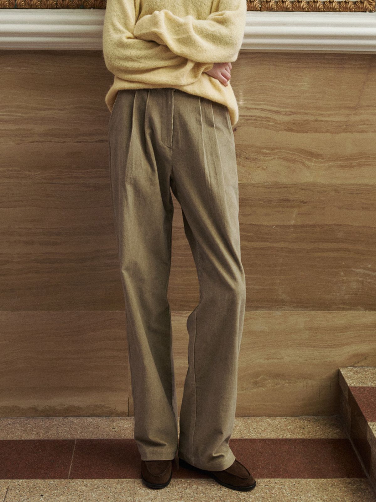 노우드(NOEUD) Paper corduroy pants (Beige)