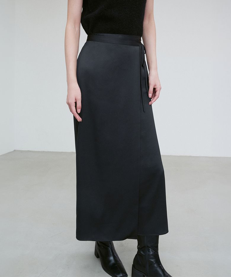 SILKY WRAP MIDI SKIRT