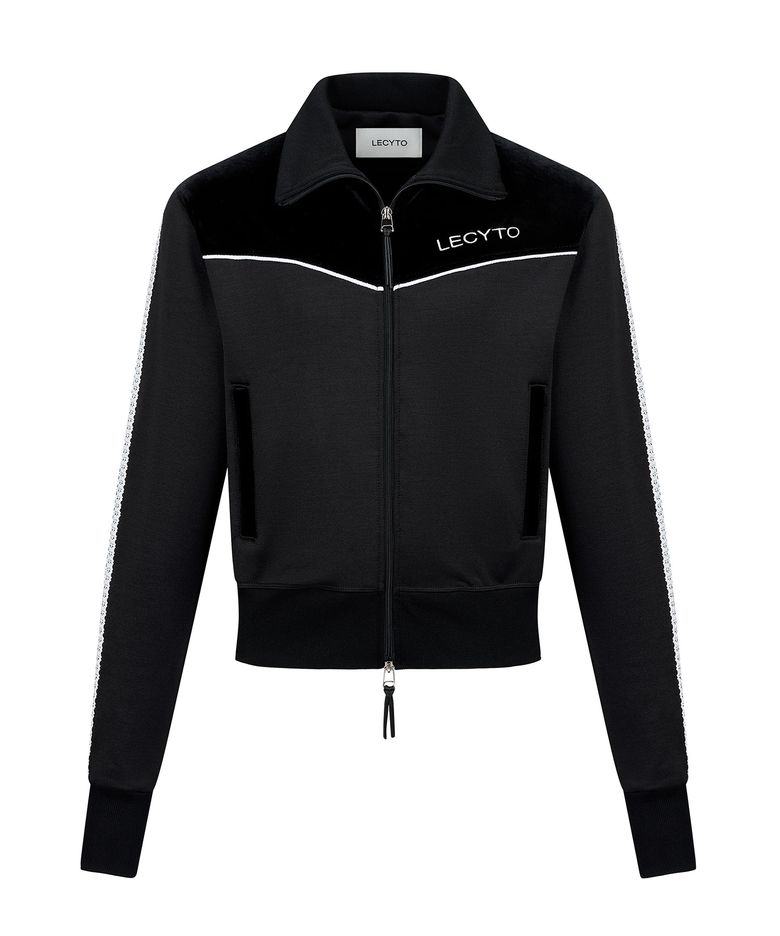 Piping Line Track Zip Up Jacket_[Black]