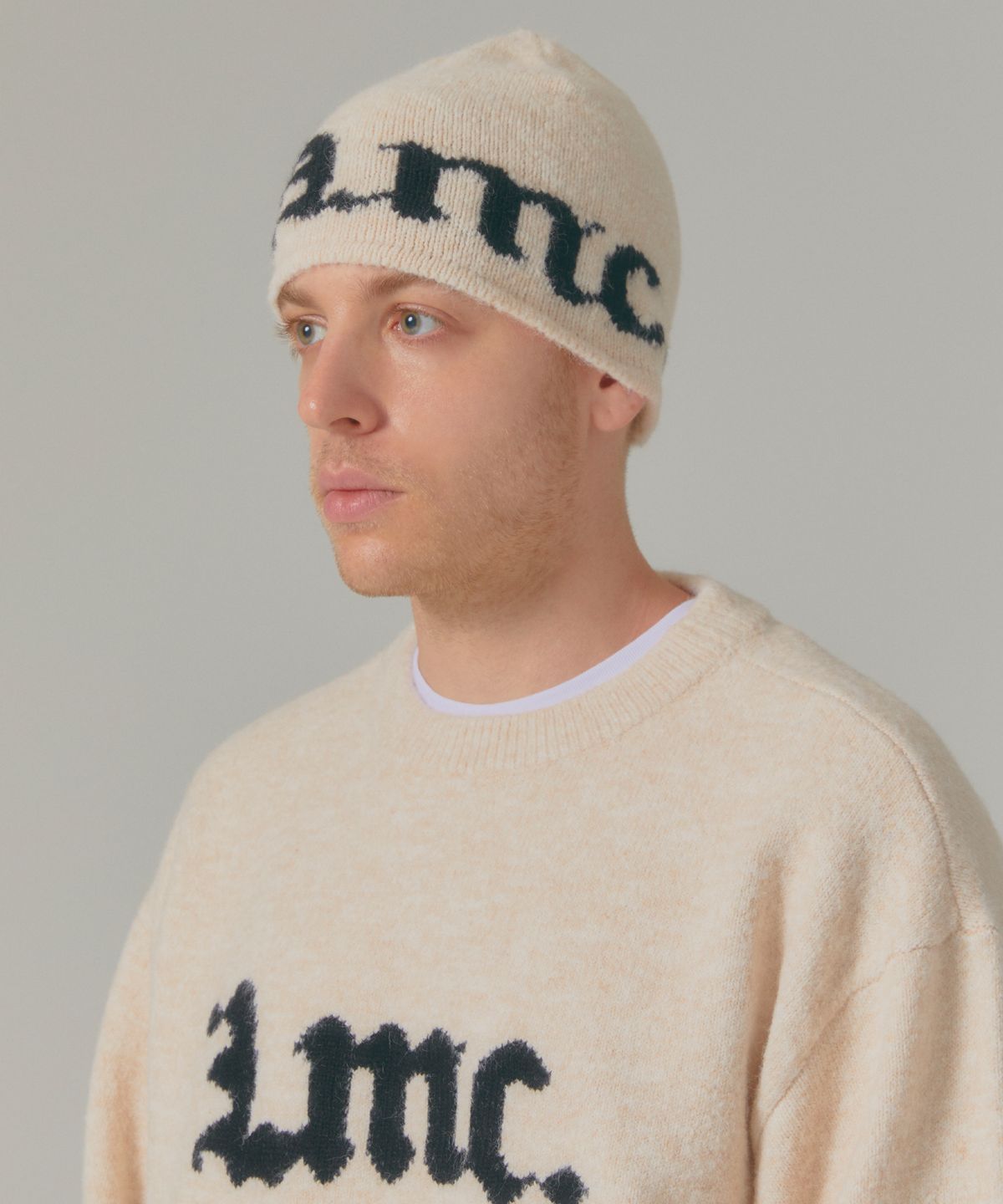 엘엠씨(LMC) GOTHIC NAME KNIT BEANIE cream